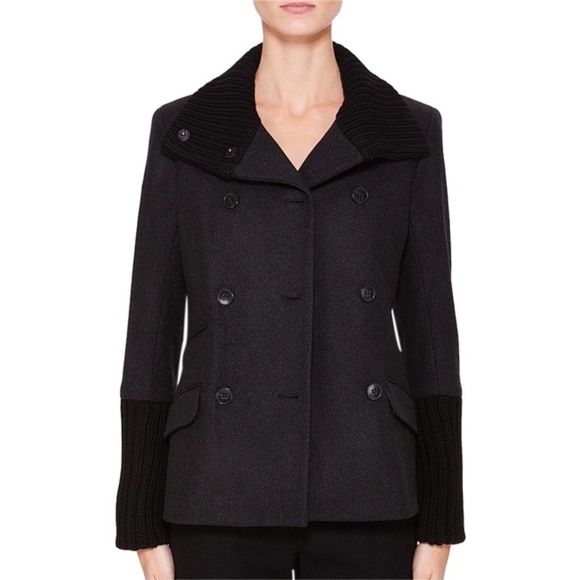 Theory Chunky rib knit virgin wool cashmere blend black coat size Large - Picture 1 of 11